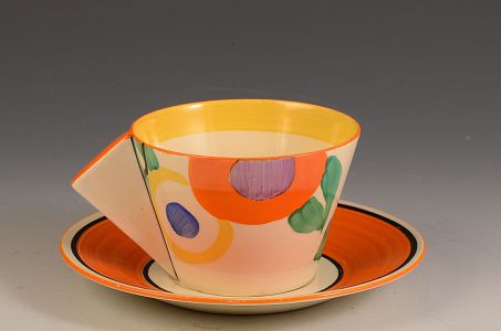 Clarice cliff CIRCLE TREE CONICAL CUP & SAUCER C.1930