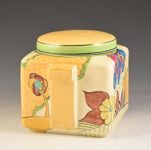 Clarice Cliff SHAPE 422 MOONLIGHT BOX AND COVER C.1933